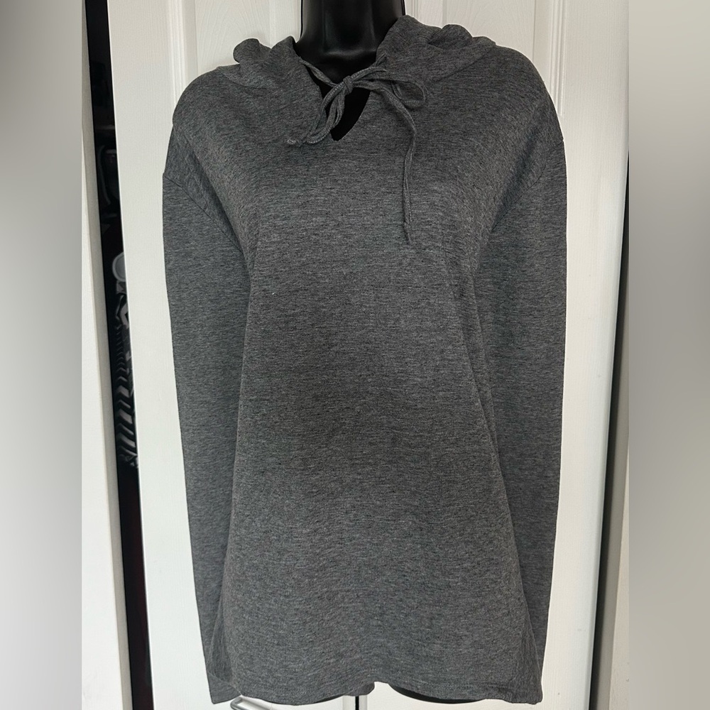 Doublju - *Plus Size* Heather gray knit peplum hoodie - Size 2X